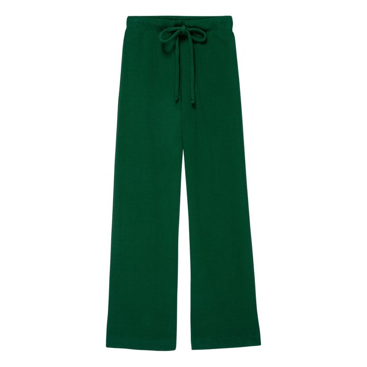 Thermal Wide Leg Organic Cotton Waffle Joggers | Chrome green