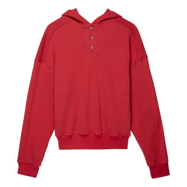 Organic Cotton Button-Up Hoodie | Rosso