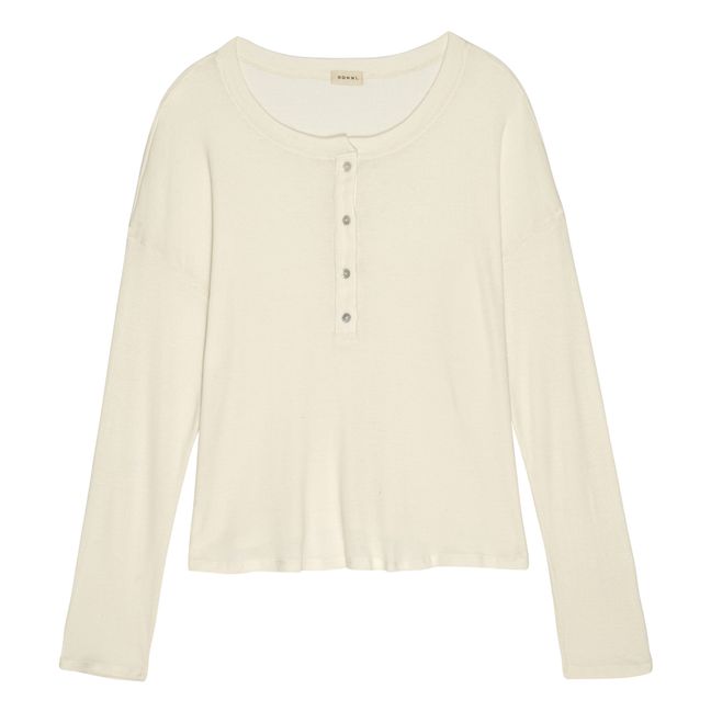 Henley Ribbed T-shirt | Crema
