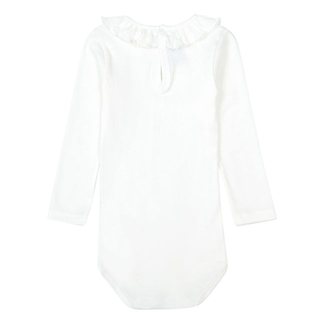 Organic Cotton Peter Pan Collar Baby Bodysuit | White