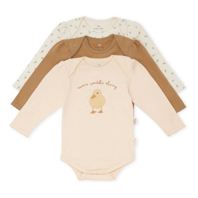 Organic Cotton Baby Bodysuits - Set of 3  | Kamelbraun