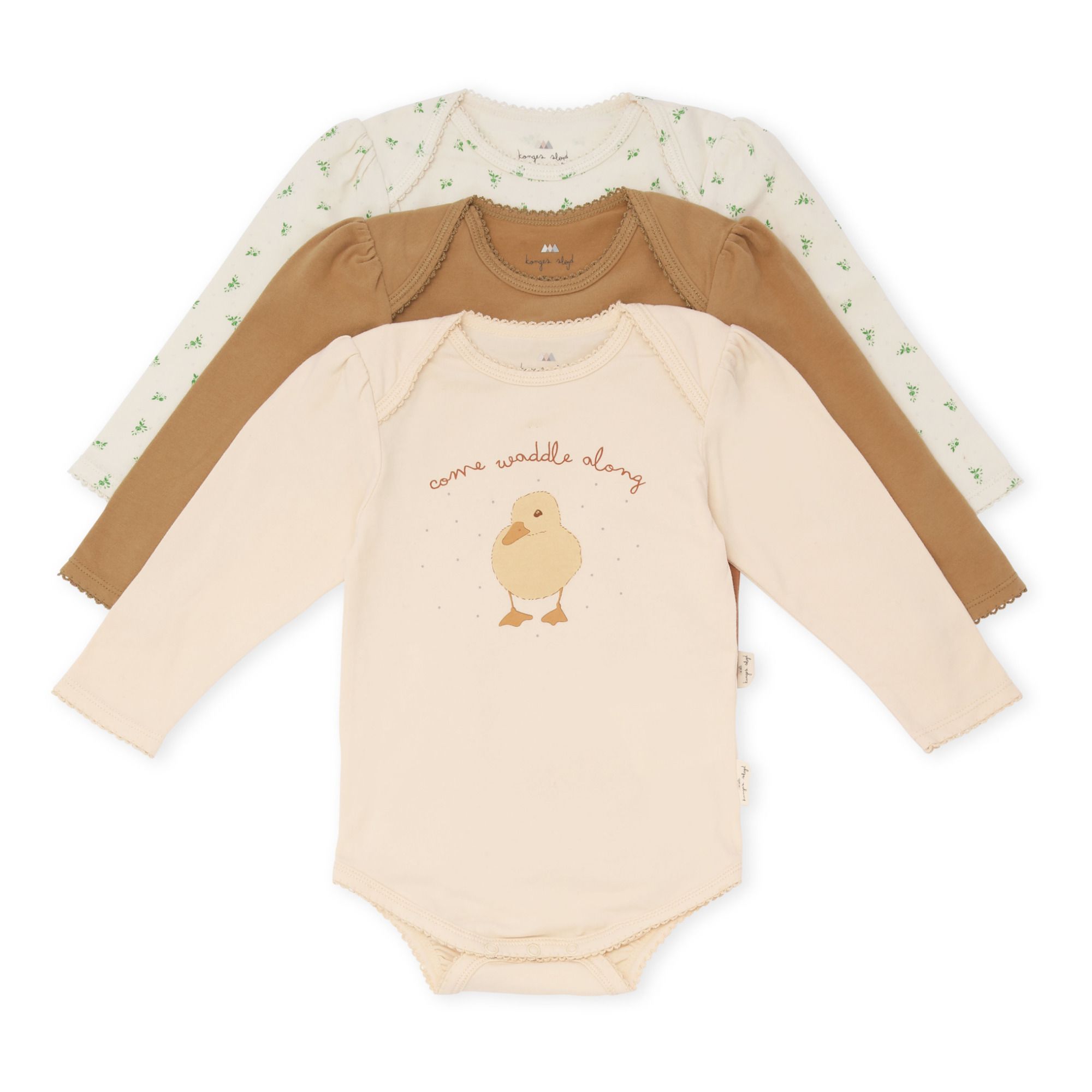 Organic Cotton Baby Bodysuits - Set of 3  | Camel- Imagen del producto n°0