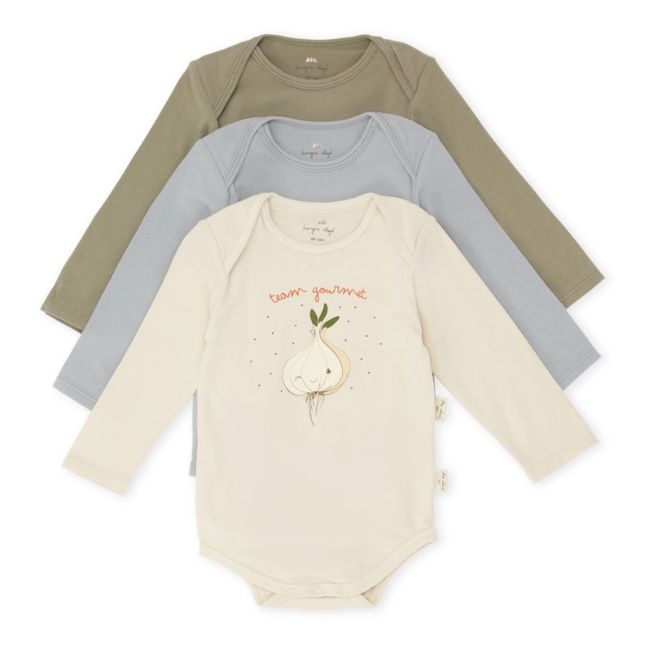 Organic Cotton Baby Bodysuits - Set of 3  | Verde Kaki
