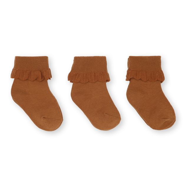 Organic Cotton Socks - Set of 3 Braun