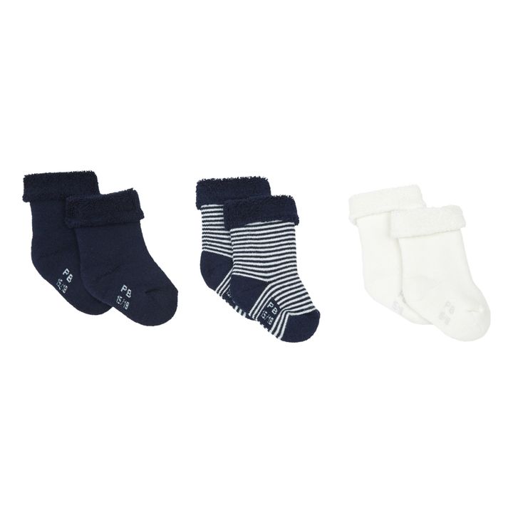 Mara Organic Cotton Socks - Set of 3 | Blue- Product image n°0