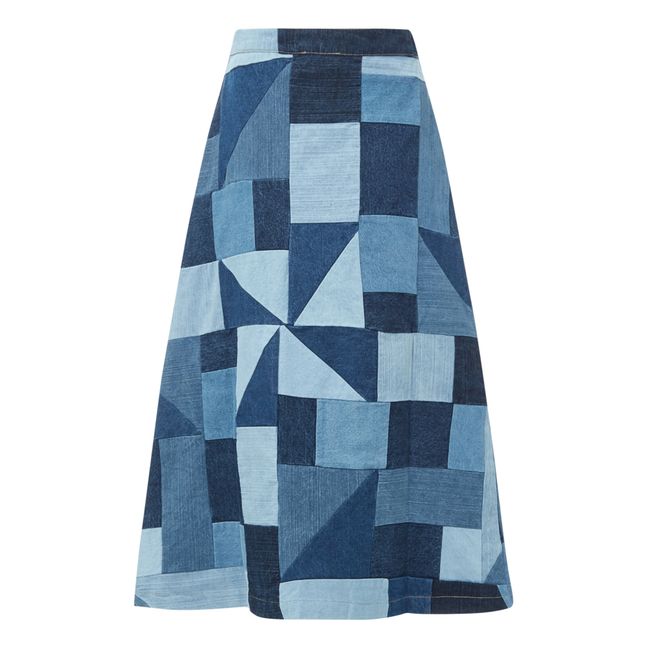 Diego Denim Patchwork Skirt Blu
