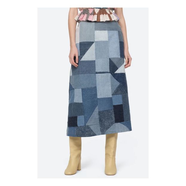 Diego Denim Patchwork Skirt | Blue