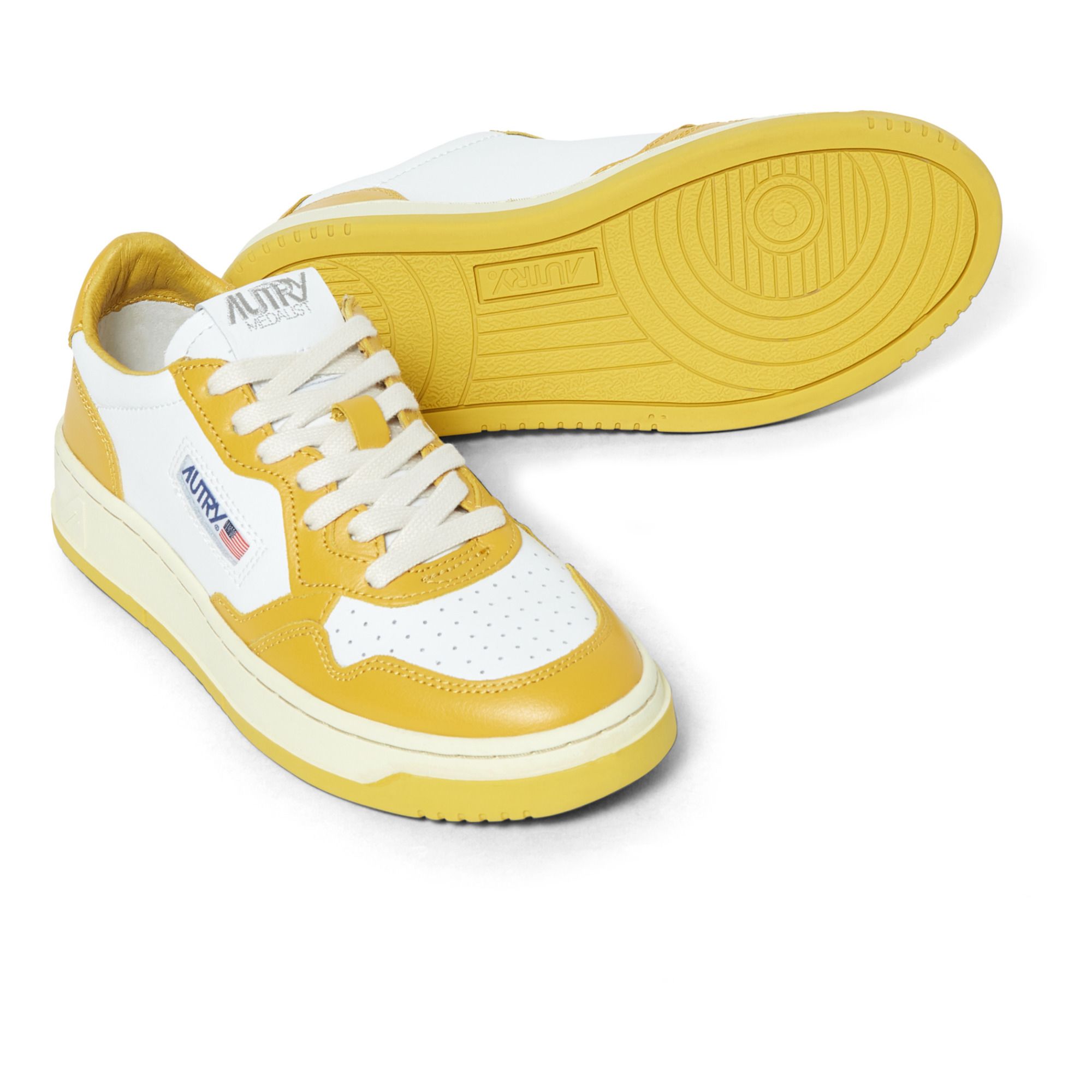Autry - Medalist Low-Top Leather Two-Tone Sneakers - Mustard