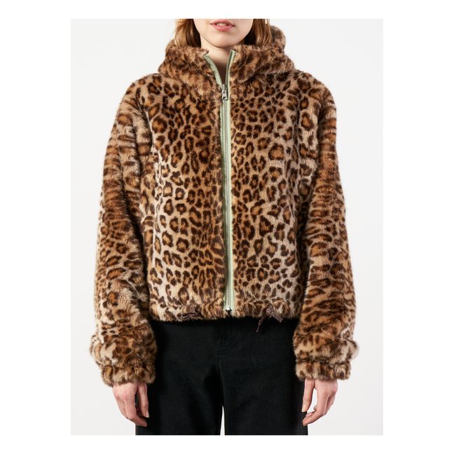 Loud Leopard Print Fur-Lined Jacket - Women’s Collection - Light blue