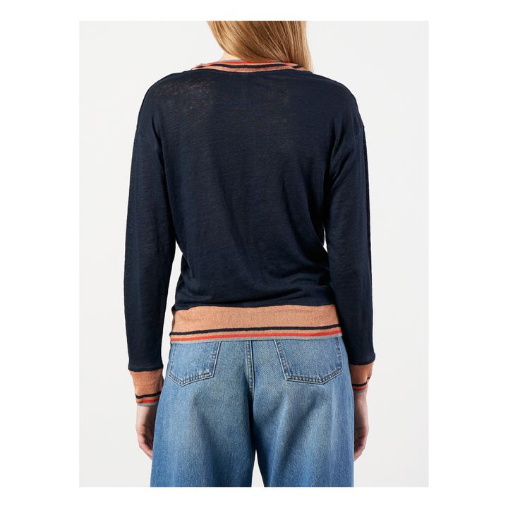 T-shirt Senia lino - Collezione Donna  | Blu marino- Immagine del prodotto n°5