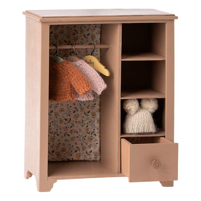 Mini armoire penderie en bois | Rose poudré