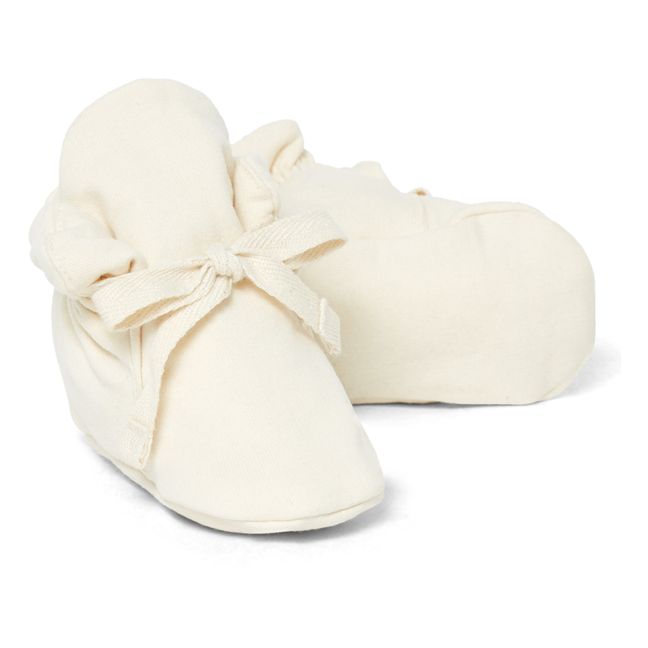 Chaussons Naissance Molleton | Ecru