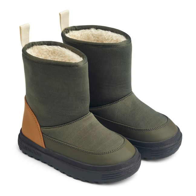 Matt Fur-Lined Boots | Dunkelgrün