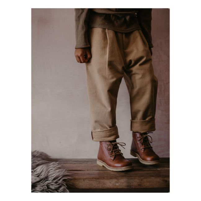 Cozy Organic Cotton Trousers | Taupe brown