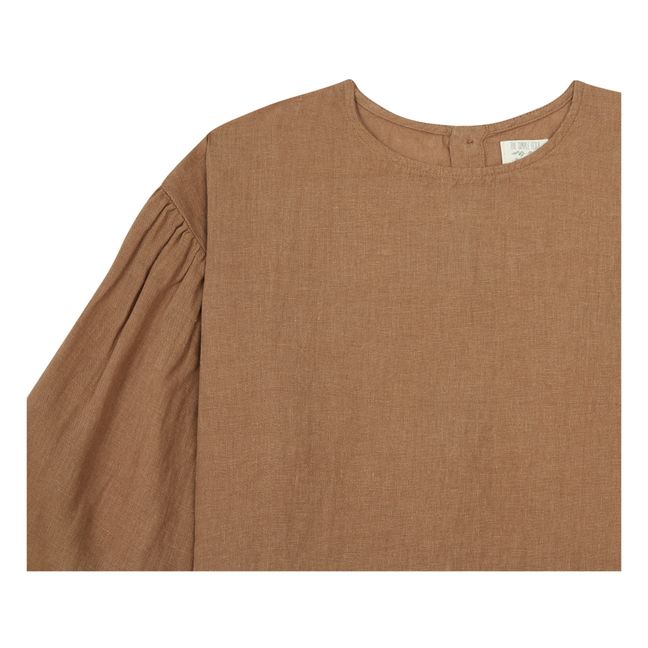 Blouse Manches Ballons Coton Bio | Marron