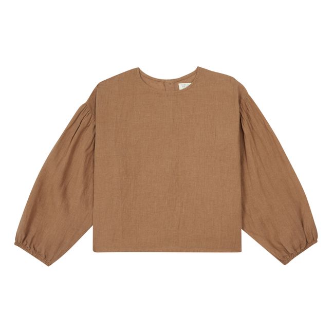 Blouse Manches Ballons Coton Bio | Marron