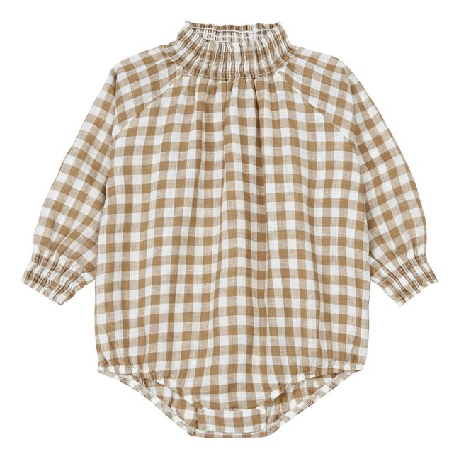 Barboteuse Coton Bio Gingham | Bronze