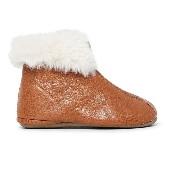 Fur-Lined Zip-Up Booties | Camel- Product image n°0