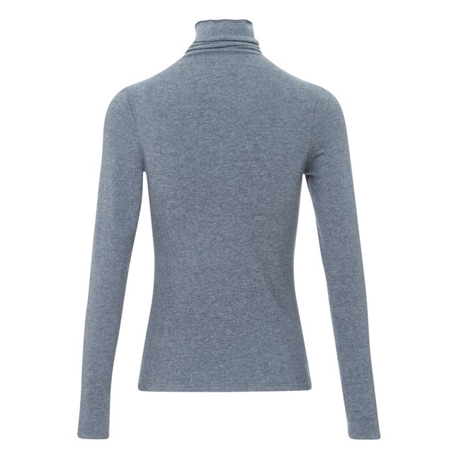 Ypawood Long Sleeve Roll Neck T-shirt | Marled charcoal grey
