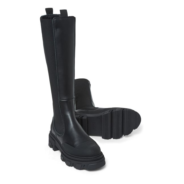High Leather Boots Black