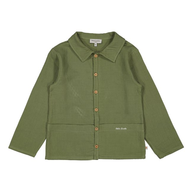 Germain Organic Cotton Muslin Shirt Verde Kaki