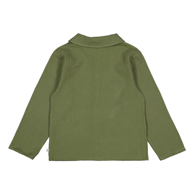 Germain Organic Cotton Muslin Shirt | Verde militare
