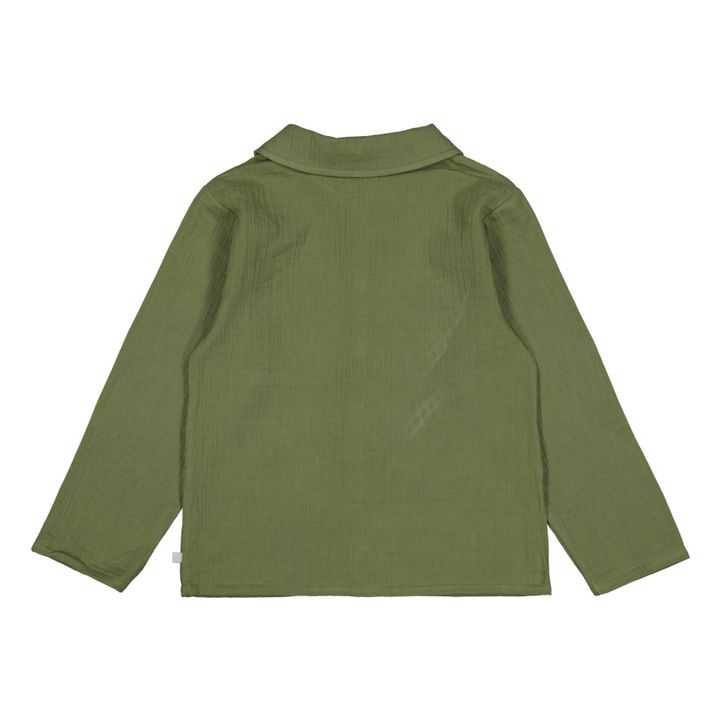 Germain Organic Cotton Muslin Shirt | Verde militare- Immagine del prodotto n°5