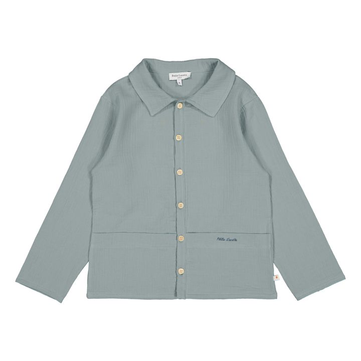 Germain Organic Cotton Muslin Shirt | Grey blue- Product image n°0
