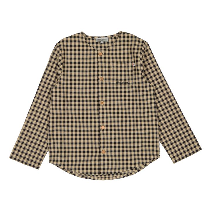 Gaston Gingham Cotton Muslin Shirt | Beige- Product image n°0