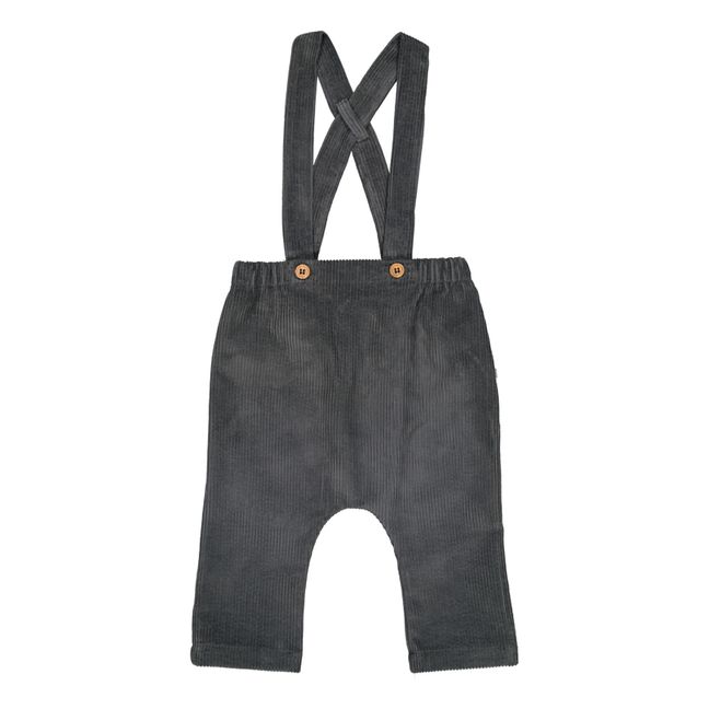 Gabriel Velvet Harem Pants with Suspenders | Anthrazit