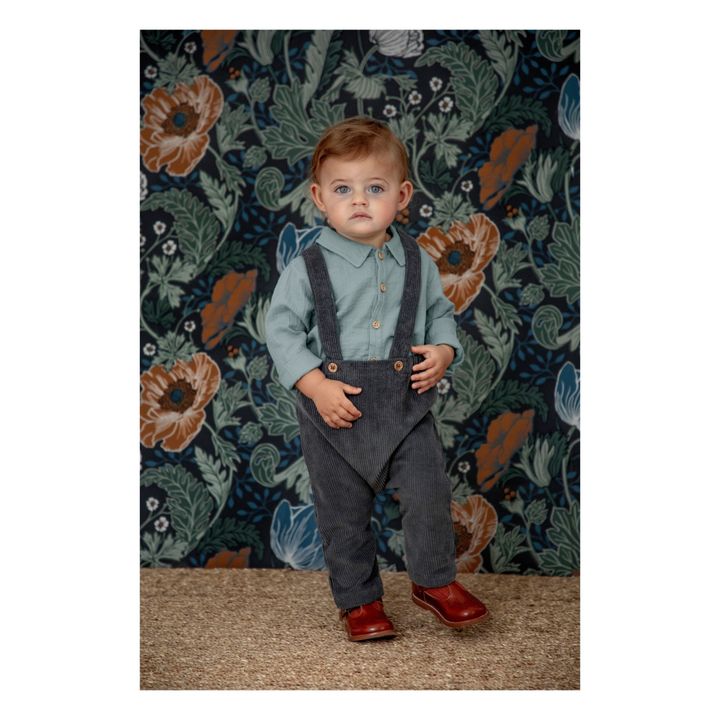 Gabriel Velvet Harem Pants with Suspenders | Charcoal grey- Product image n°1