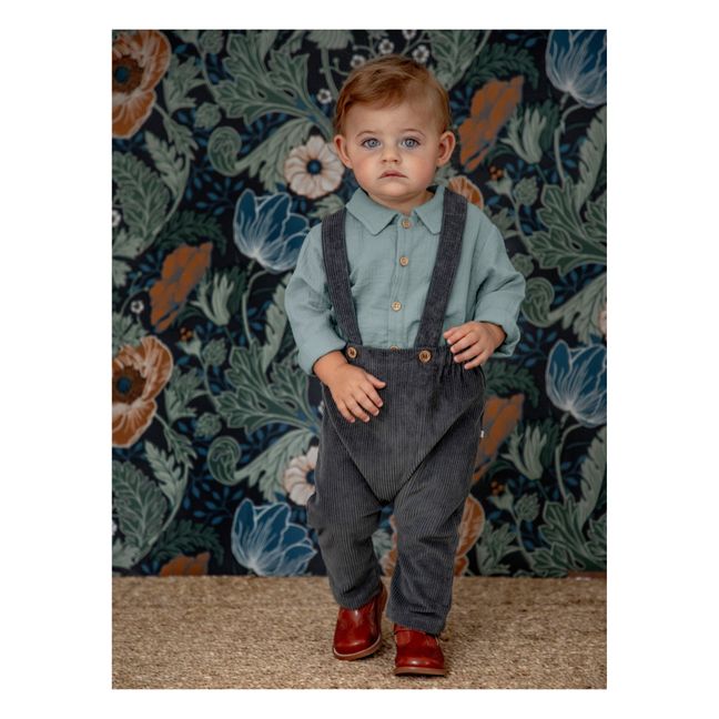 Gabriel Velvet Harem Pants with Suspenders | Anthrazit