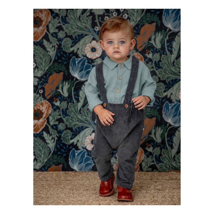 Gabriel Velvet Harem Pants with Suspenders | Charcoal grey- Product image n°2
