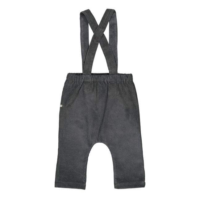 Gabriel Velvet Harem Pants with Suspenders Charcoal grey