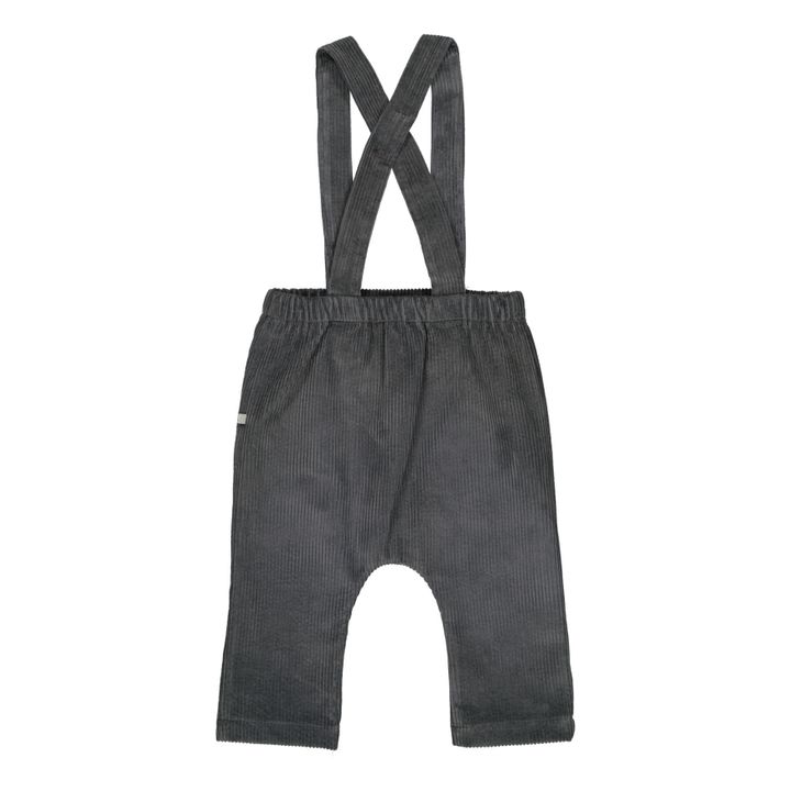 Gabriel Velvet Harem Pants with Suspenders | Charcoal grey- Product image n°3