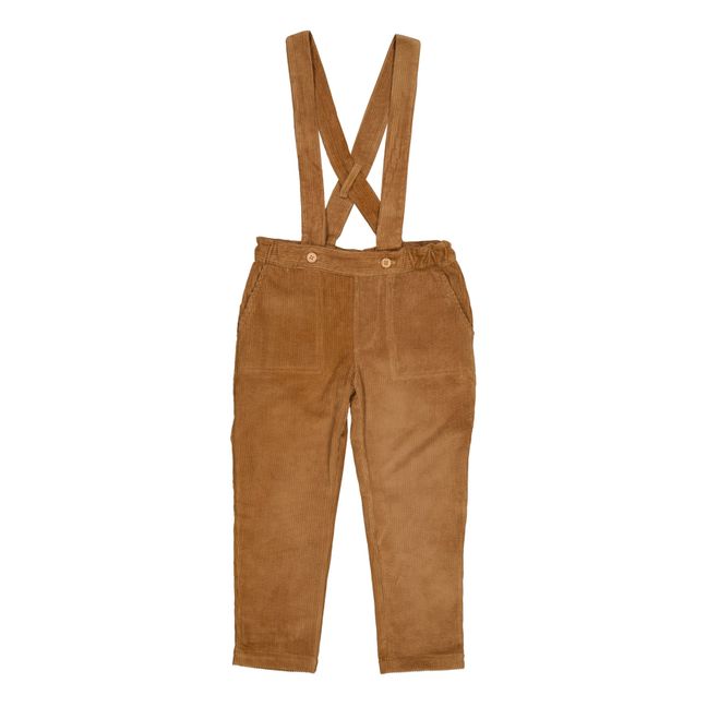 Gabriel Velvet Harem Pants with Suspenders | Kamelbraun