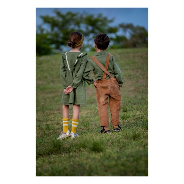Gabriel Velvet Harem Pants with Suspenders | Kamelbraun