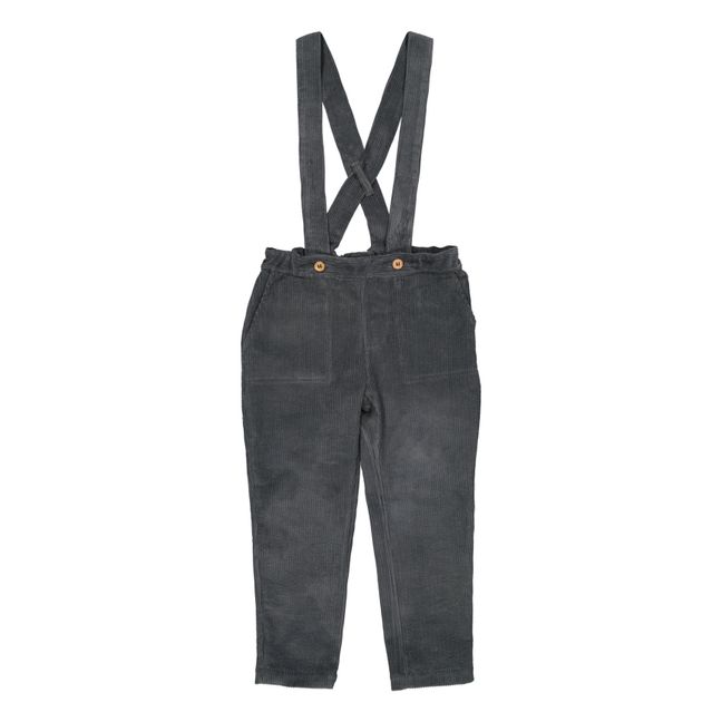 Gabriel Velvet Harem Pants with Suspenders | Charcoal grey