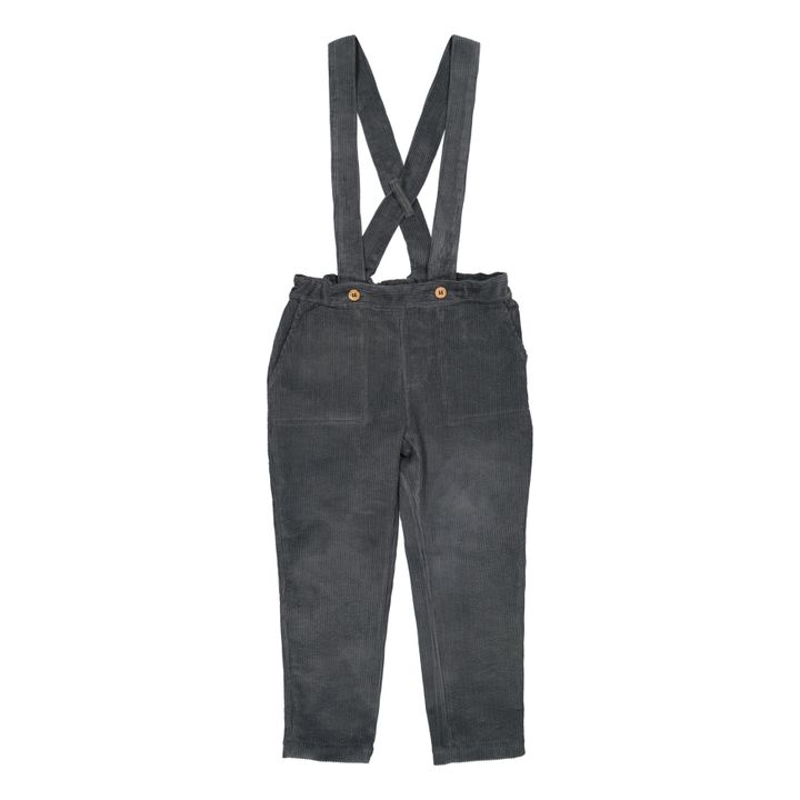 Gabriel Velvet Harem Pants with Suspenders | Gris Antracita- Imagen del producto n°0