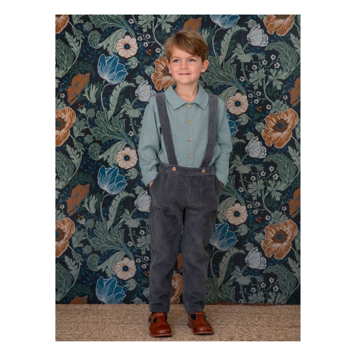 Gabriel Velvet Harem Pants with Suspenders | Charcoal grey- Product image n°1