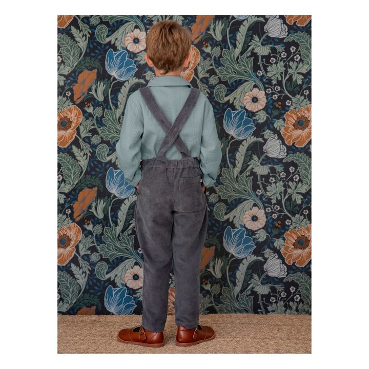 Gabriel Velvet Harem Pants with Suspenders | Charcoal grey- Product image n°2