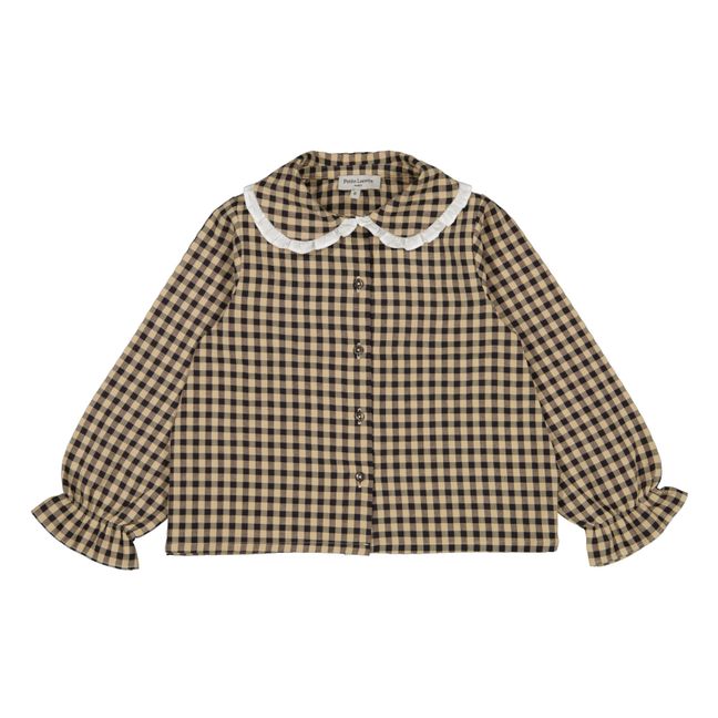 Judith Organic Cotton Checked Blouse | Beige