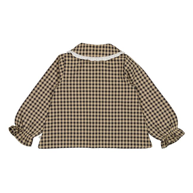 Judith Organic Cotton Checked Blouse | Beige