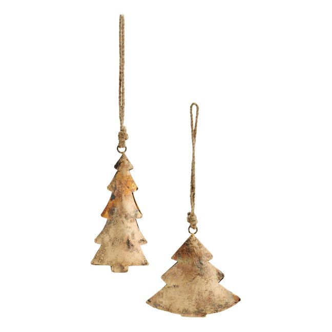 Recycled Metal Christmas Tree Decorations - Set of 2 | Camel