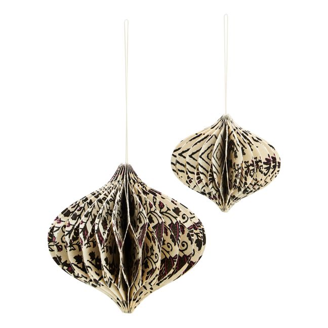 Boules de Noël en papier recyclé - Set de 2