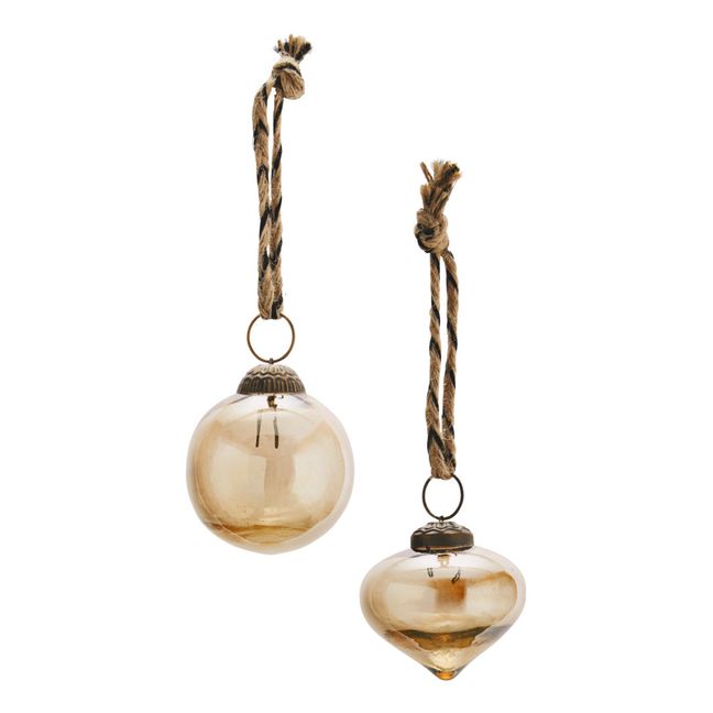 Glass Christmas Baubles - Set of 2 | Brown