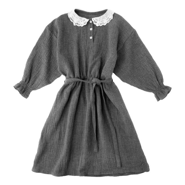 Lace Collar Dress | Charcoal grey