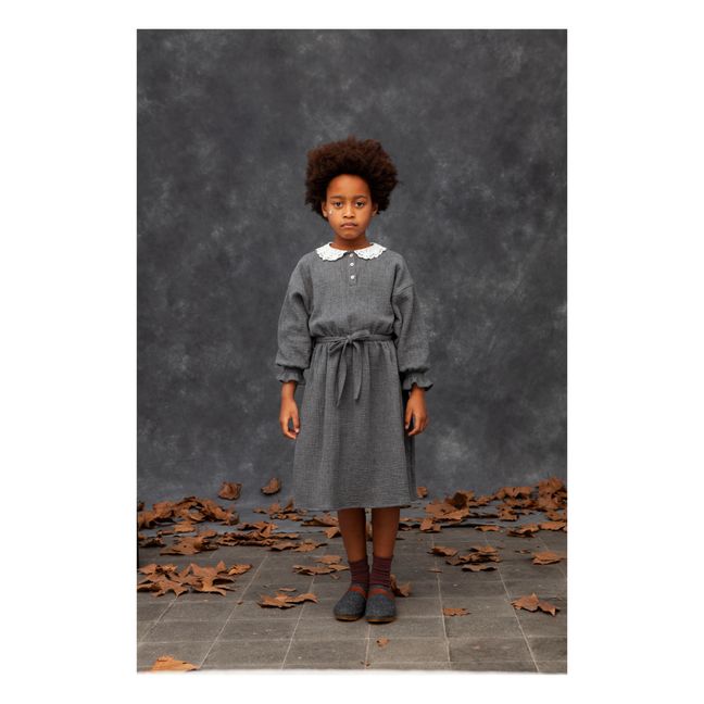 Lace Collar Dress | Charcoal grey