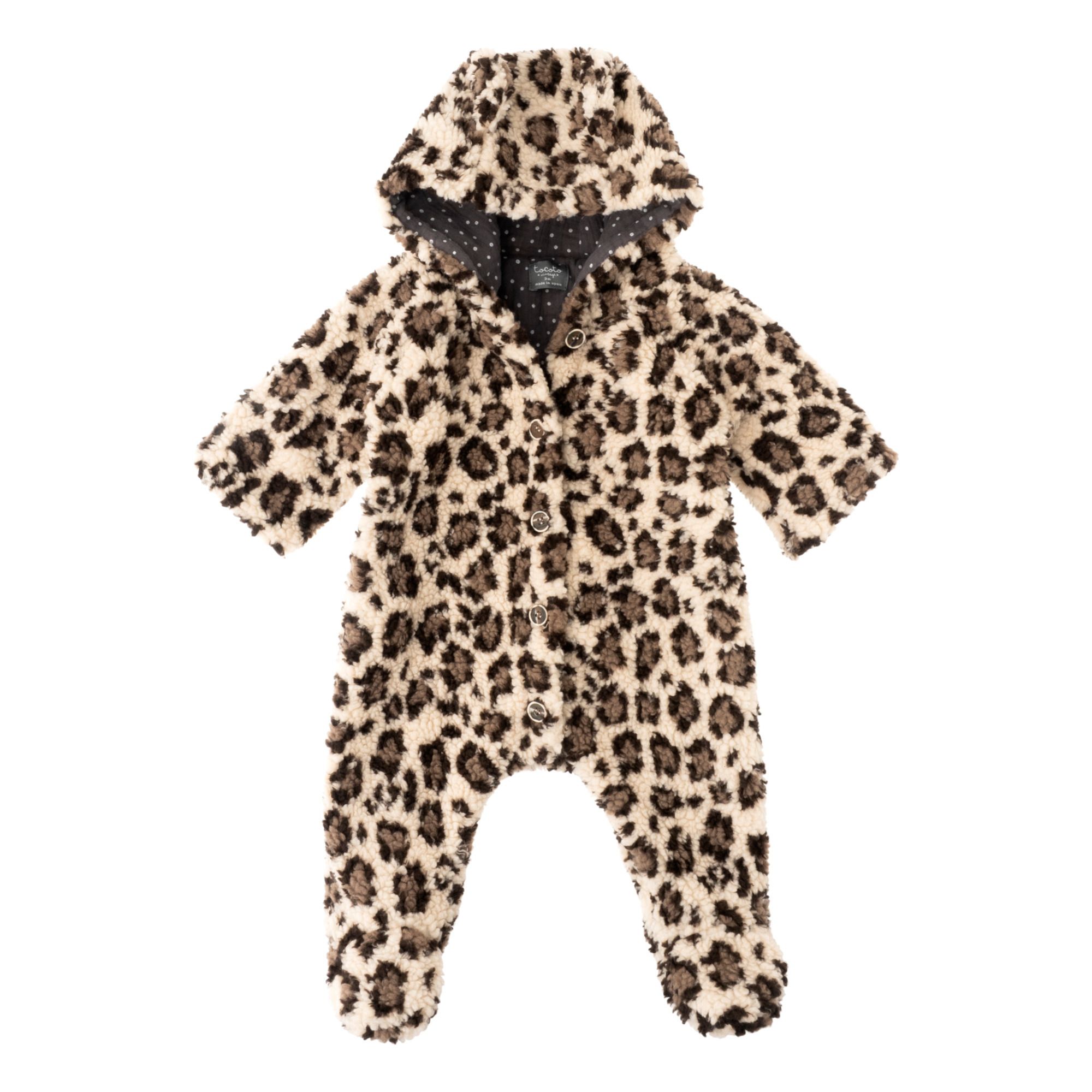 Leopard Print Baby Snowsuit | Beige- Product image n°0
