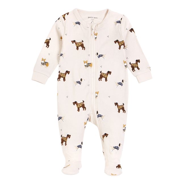 Dogs One-Piece Tartan Pyjama | Beige